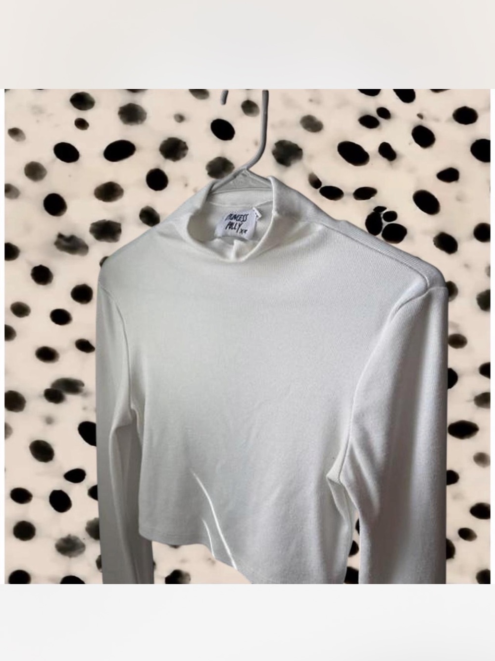 Princess Polly White Mock Neck Long-Sleeve Crop Top